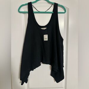 We The Free Black Asymmetrical Tank Top